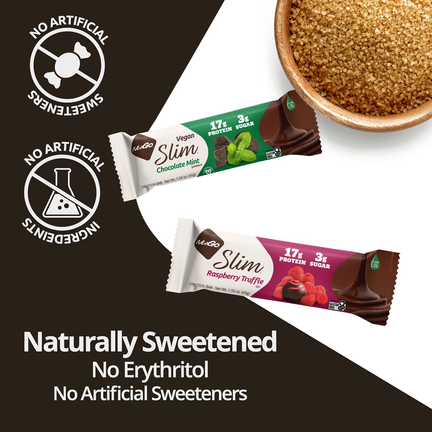 NuGo Slim Dark Chocolate Raspberry Truffle Protein Bar Keto Friendly Gluten Free 17g Protein 2g Sugar 7g Fiber 12 Count