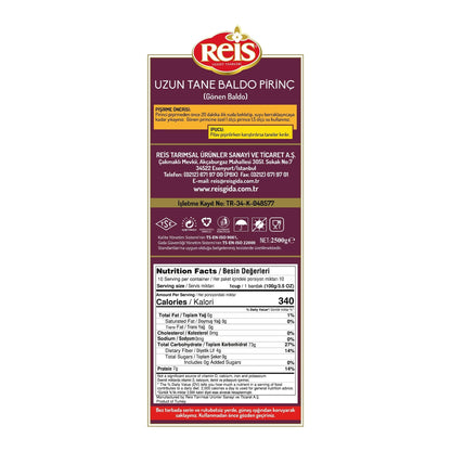 Reis Baldo Rice Long Grain White Rice Natural Cereal 2500g