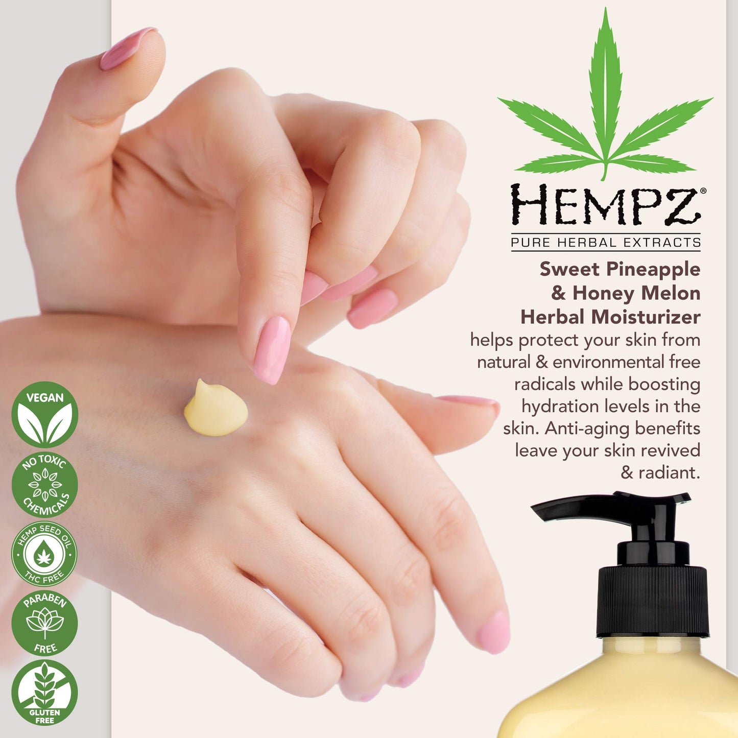 Hempz Sweet Pineapple & Honey Melon Moisturizing Skin Lotion Body Moisturizer 17 oz (Pack of 2) with Jojoba Vitamin A and E