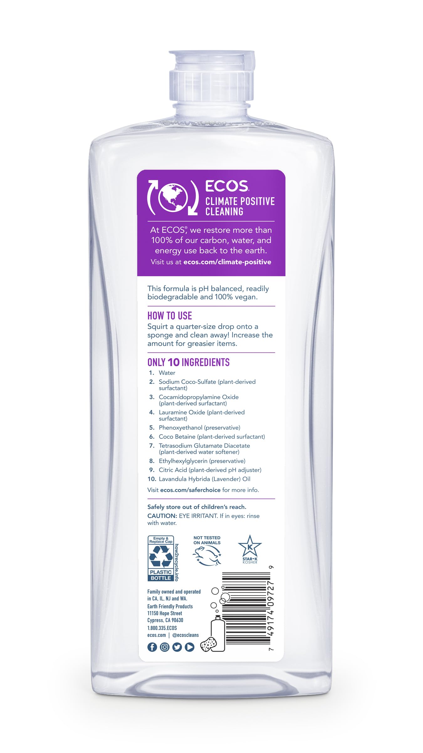ECOS 25 Oz Dishmate Dish Liquid with Lavender Set of 3