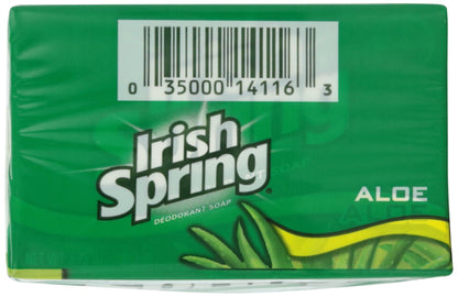 Irish Spring Deodorant Bath Bar Aloe 3 Count 3.75 Ounce