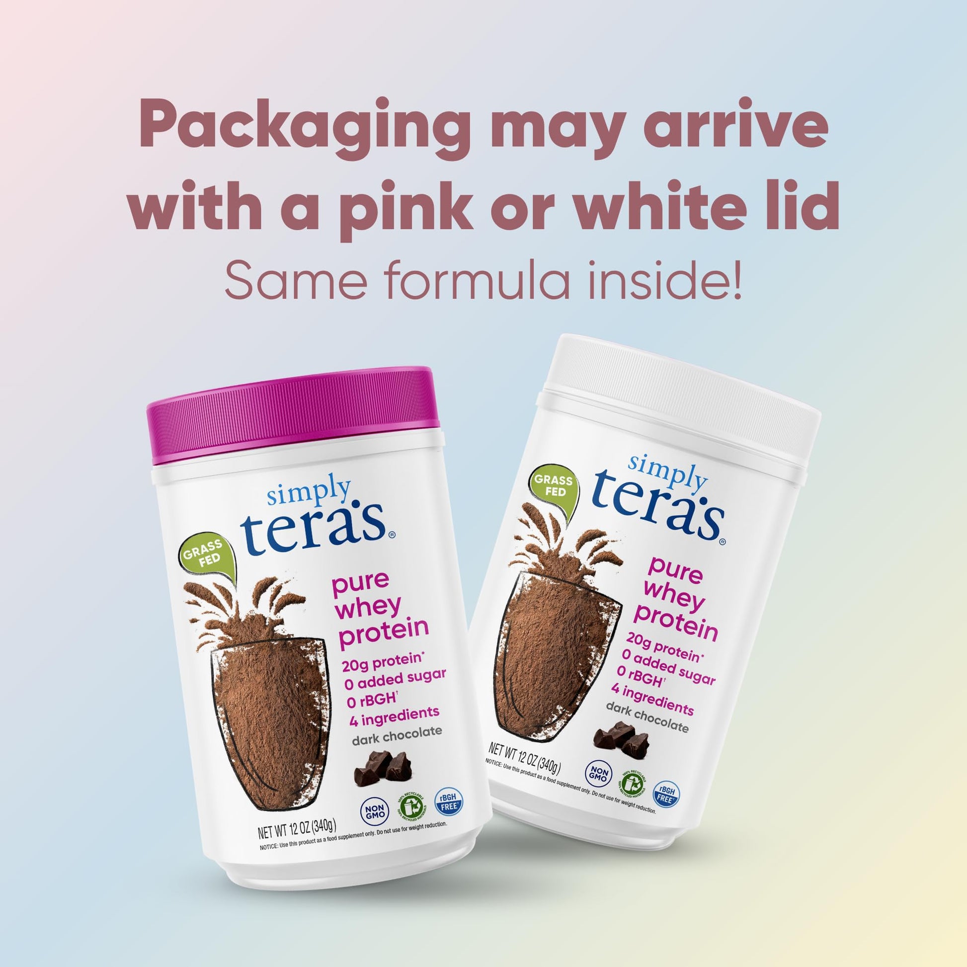 simply tera's Pure Whey Protein Powder Dark Chocolate Clean Protein 24 Oz