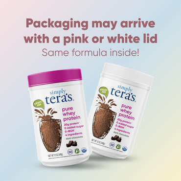 simply tera's Pure Whey Protein Powder Dark Chocolate Clean Protein 24 Oz