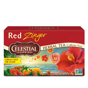 Celestial Seasonings Red Zinger Herbal Tea Hibiscus Caffeine Free 20 Tea Bags (Pack of 6)