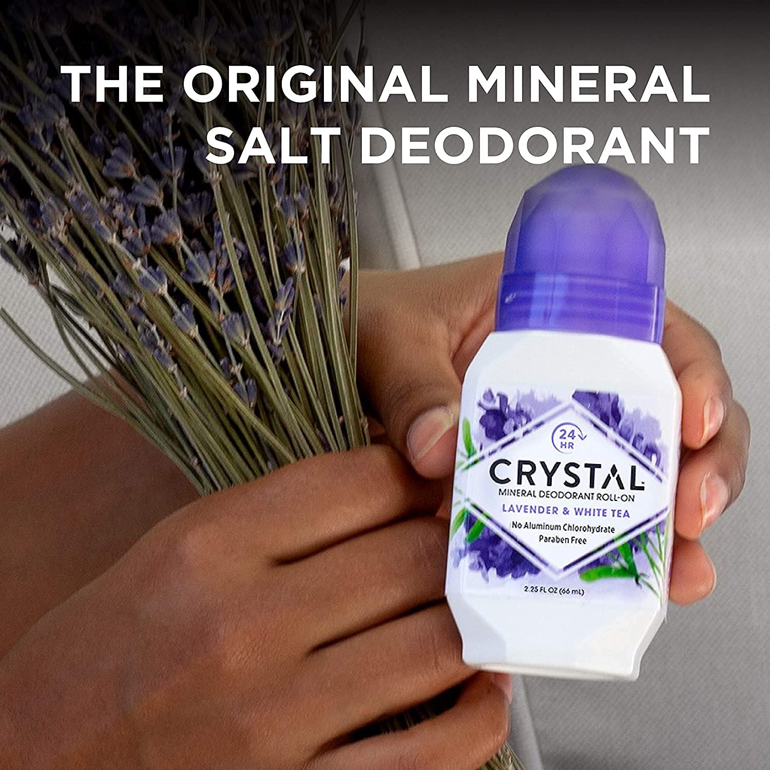 CRYSTAL Deodorant Mineral Deodorant Roll-On, Lavender & White Tea 2.25 oz (Pack of 5)