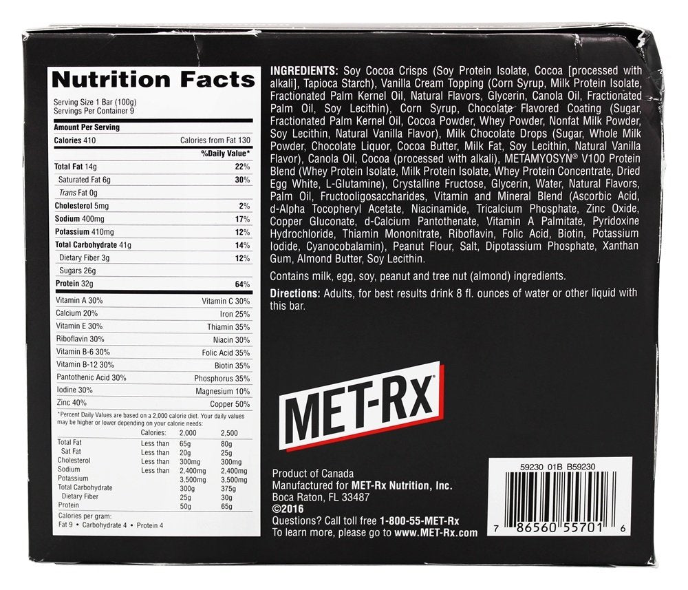 MET-Rx Colossal Cookie Crunch Snack Bar 3.52oz 9 Count