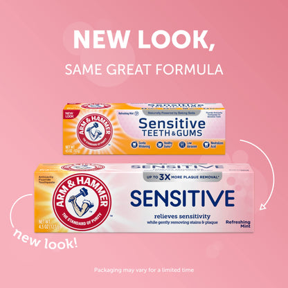 Arm & Hammer Sensitive Toothpaste Refreshing Mint Relieves Sensitivity 4.5 Ounce (Pack of 12)