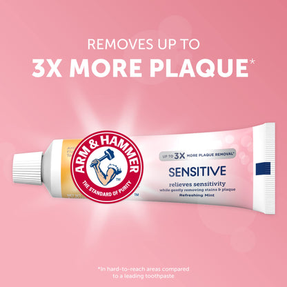 Arm & Hammer Sensitive Toothpaste Refreshing Mint Relieves Sensitivity 4.5 Ounce (Pack of 12)