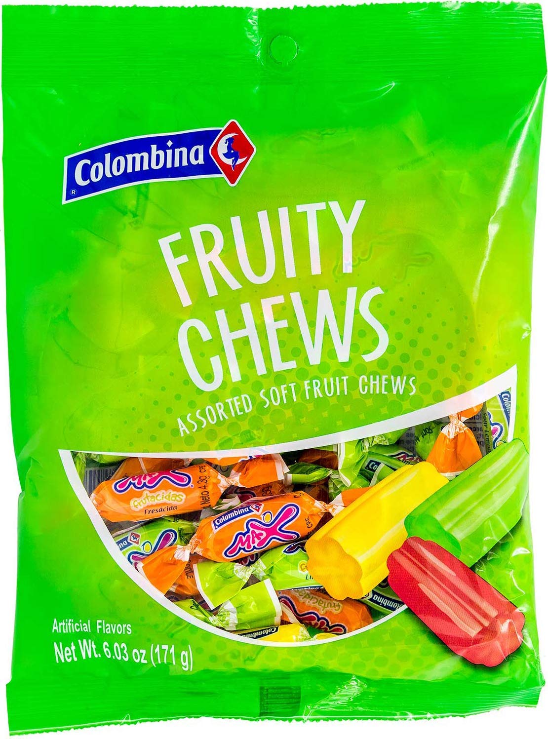 Colombina Fruity Chews Assorted Soft Fruit Chews Candy, 6.03 oz Bag Colombina