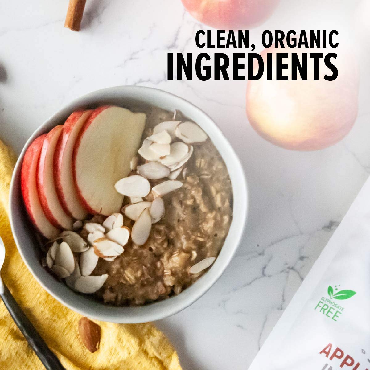 One Degree Organic Foods Sprouted Instant Oatmeal, USDA Organic, Non-GMO, Vegan, And Gluten Free Instant Oatmeal, Apple Cinnamon, (Pack of 6)