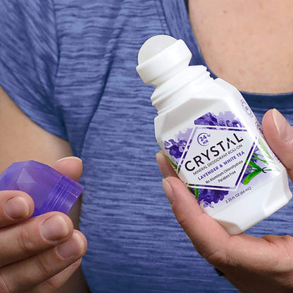 CRYSTAL Deodorant Mineral Deodorant Roll-On, Lavender & White Tea 2.25 oz (Pack of 5)
