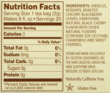 Celestial Seasonings Black Cherry Berry Tea 20 Count (Pack of 2) Tea Bags