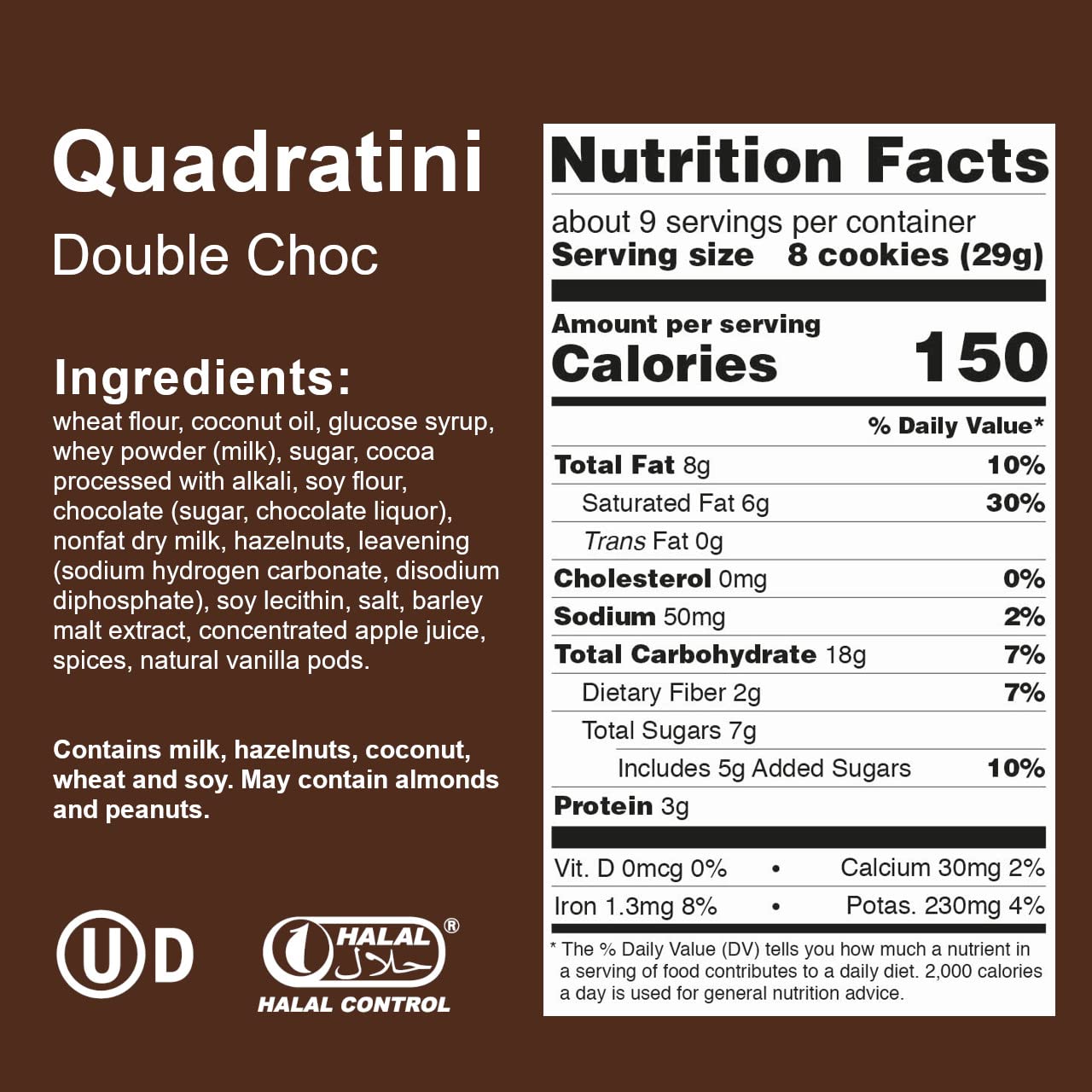 Loacker Quadratini Premium Double Choc Wafer Cookies 8.82oz