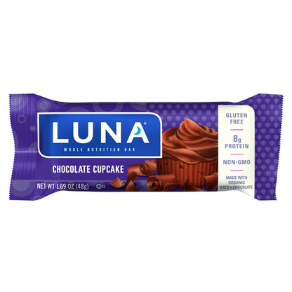 Luna BAR Gluten Free Snack Bars Chocolate Cupcake 8g Protein Non-GMO Plant-Based 1.69 oz 15 Count