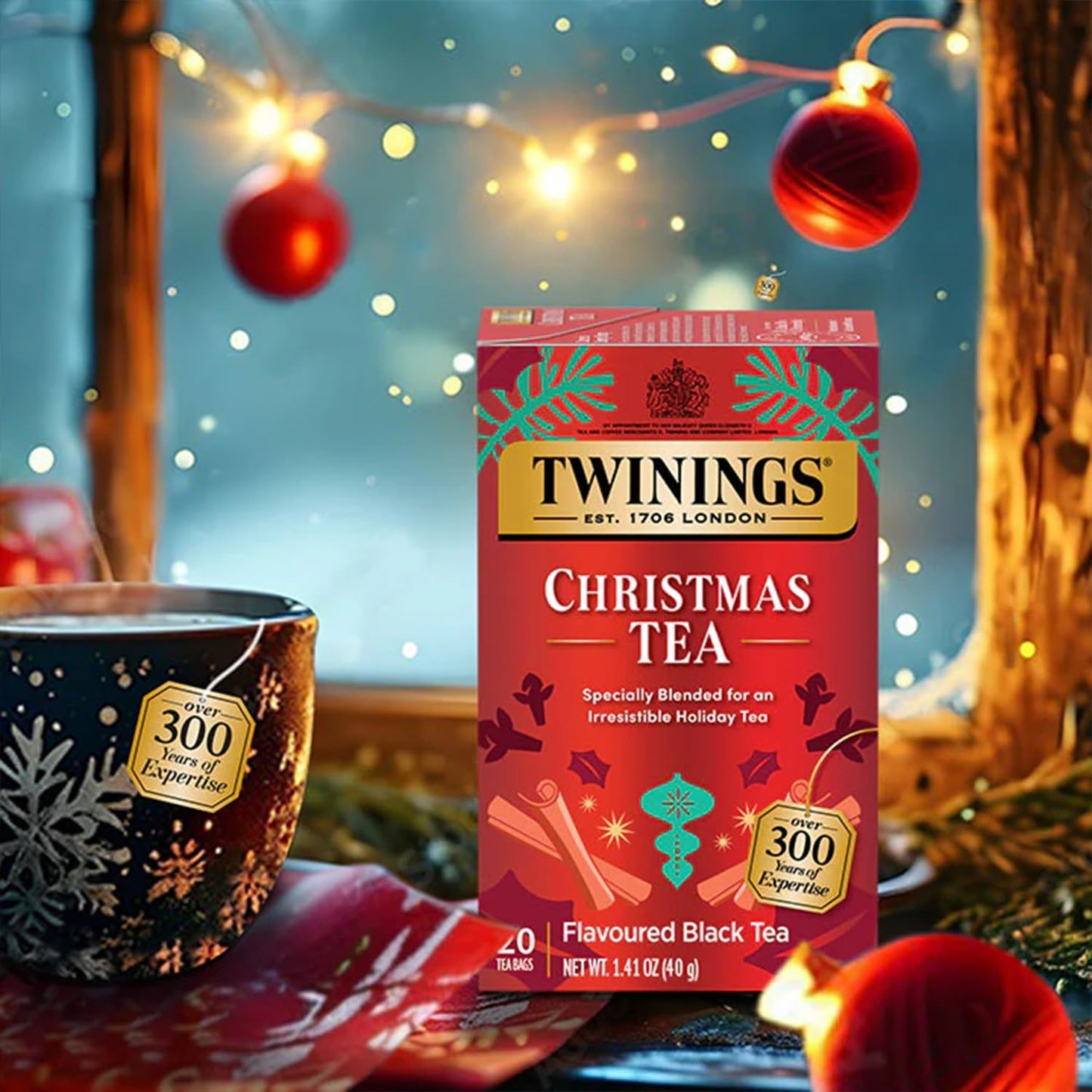 Twinings Holiday Sweet & Spicy Tea Variety (Pack of 2) Christmas Tea Caffeinated and Winter Spice Herbal Caffeine-Free 20 Tea Bags Each