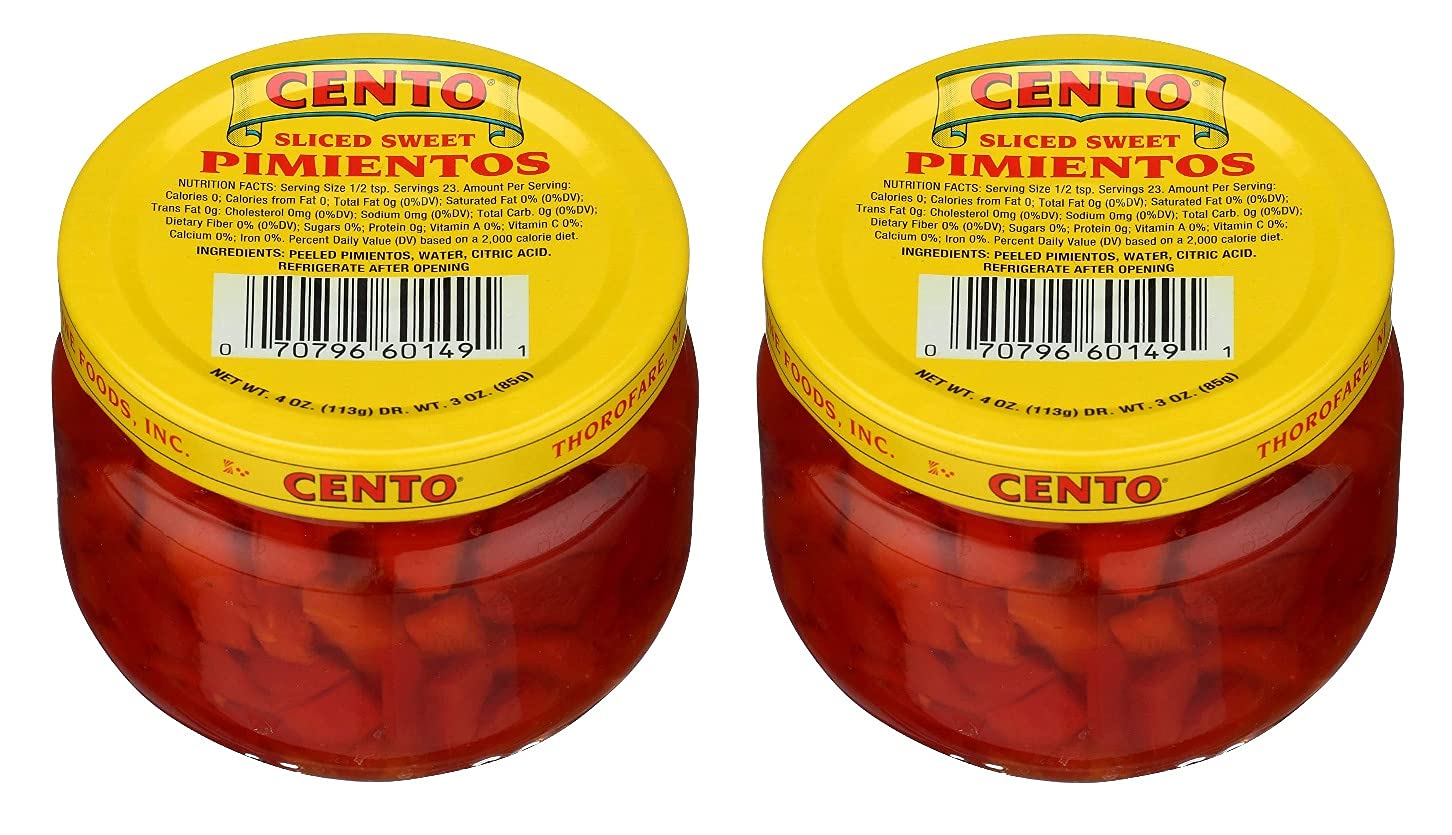 Cento Pimientos Sliced 4.0 oz (Pack of 2) Cento