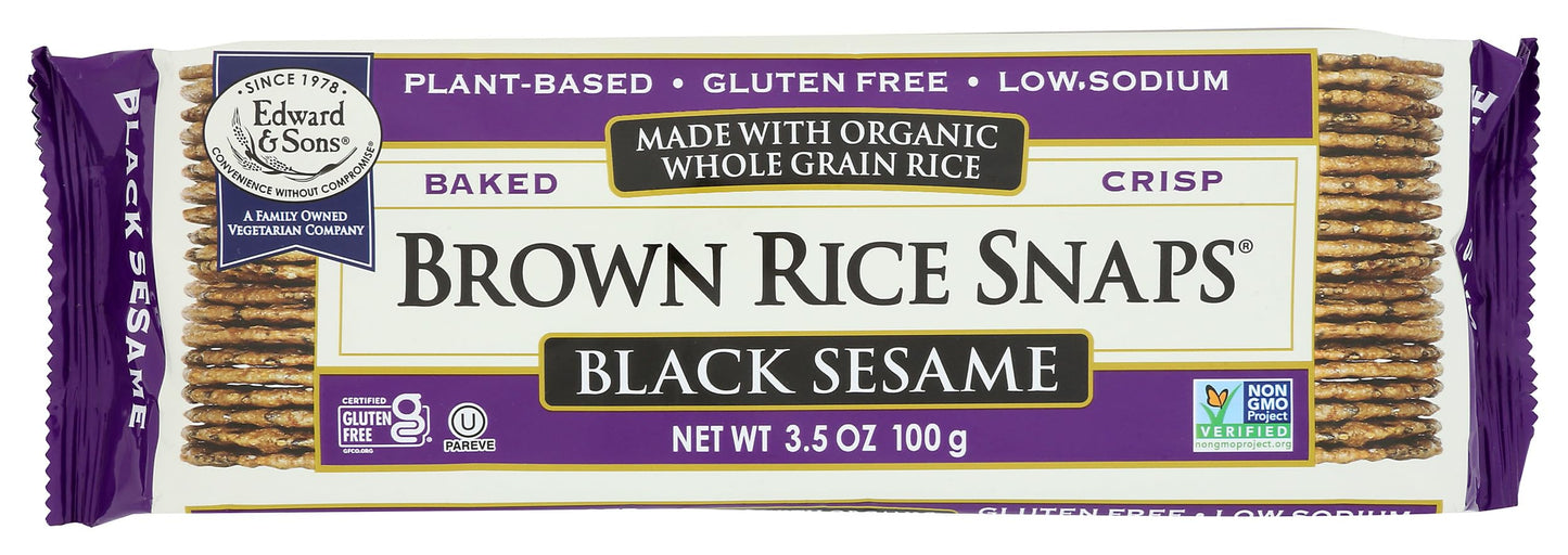 Edward & Sons Brown Rice Snaps Black Sesame Flavor Organic 3.5 oz