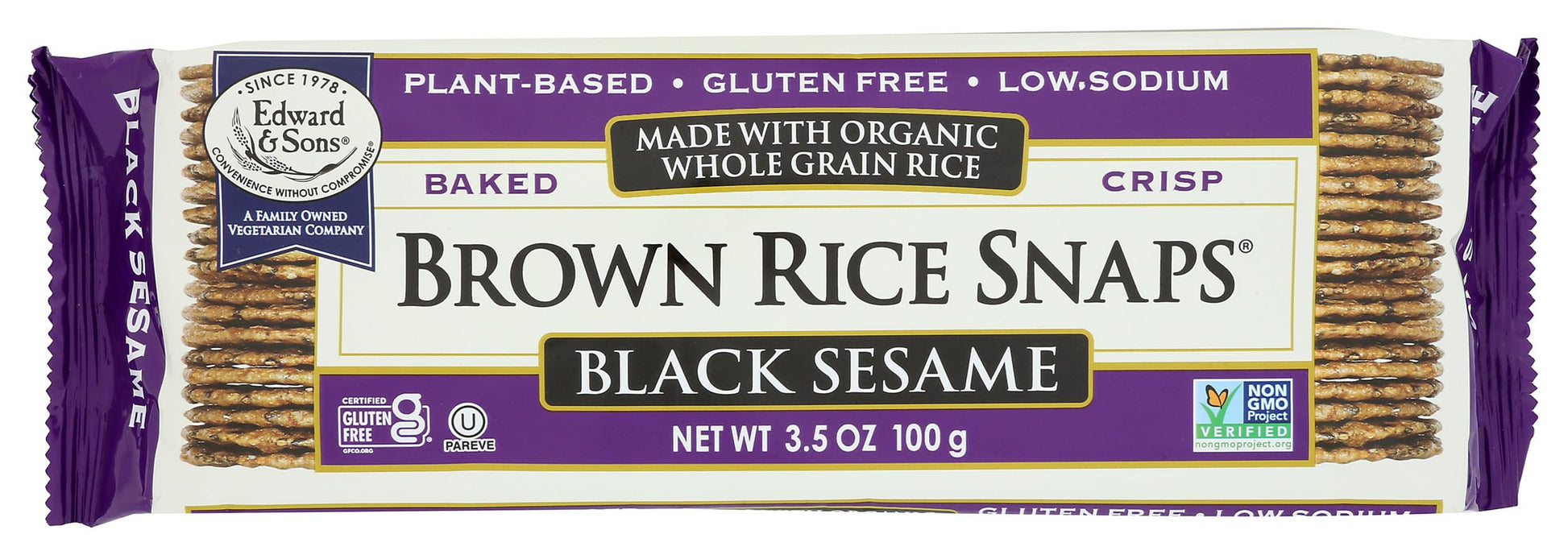 Edward & Sons Brown Rice Snaps Black Sesame Flavor Organic 3.5 oz