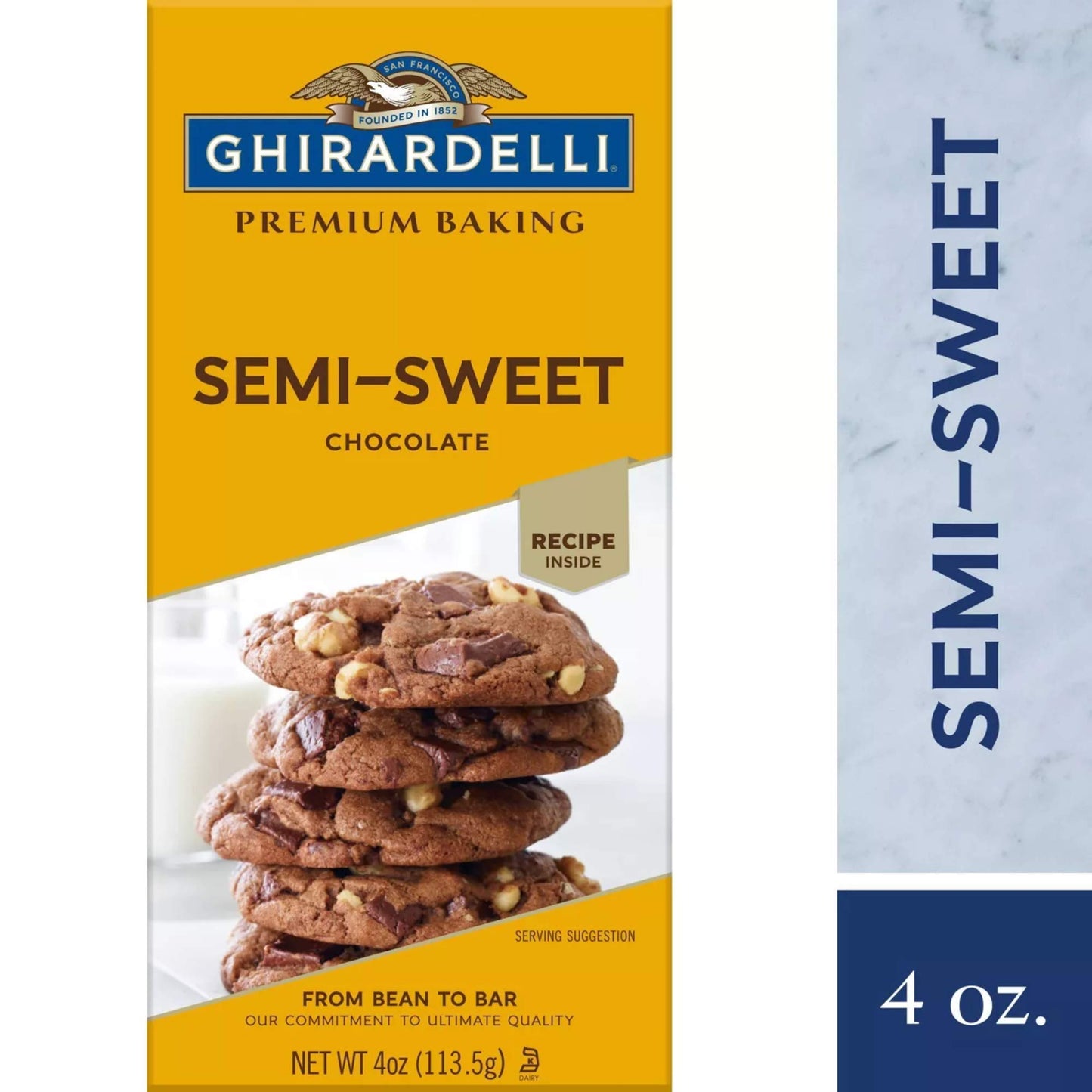 Ghirardelli Semi-Sweet Chocolate Baking Bar 4-Ounce Bars (Pack of 6)