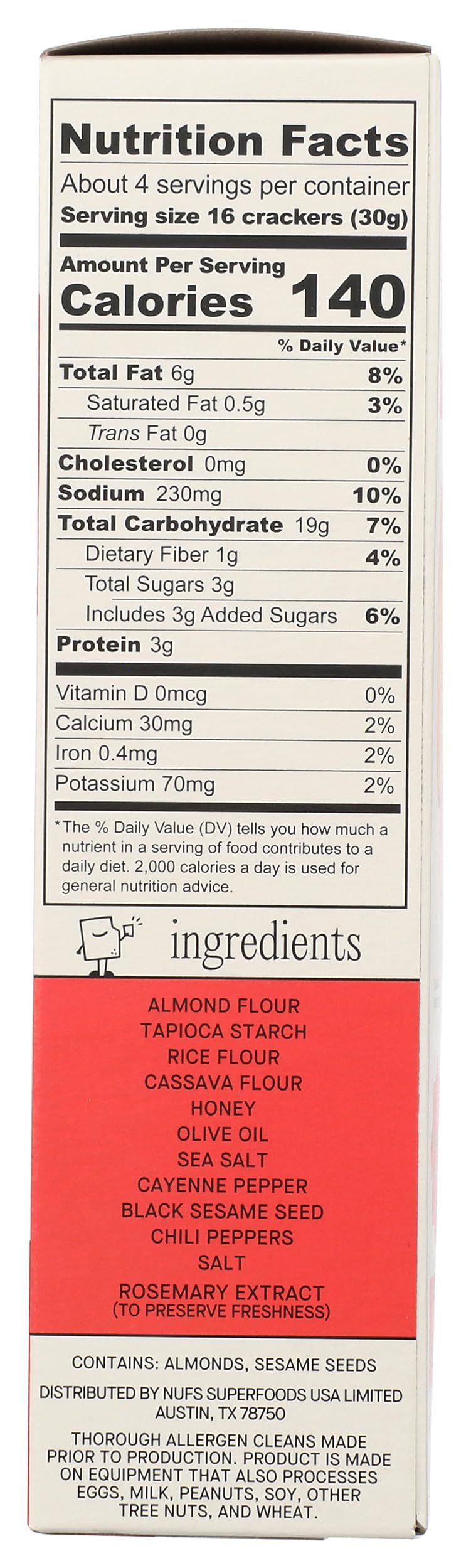 Nufs Honey Hot Crackers Crispy Hot Honey 4.25 Ounce