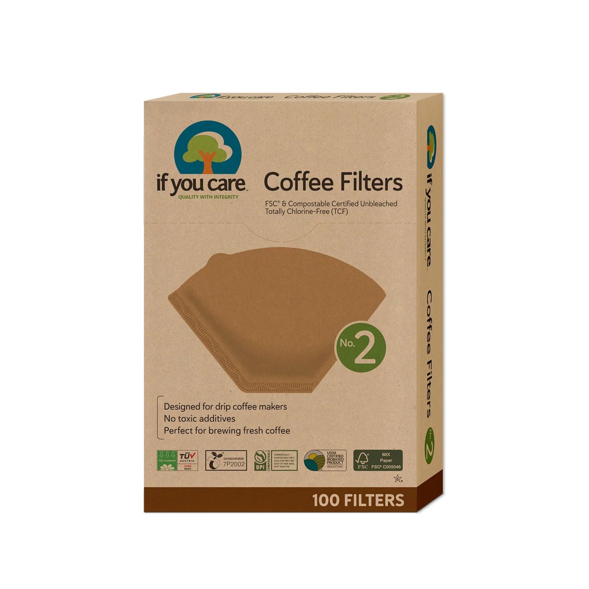 If You Care No. 2 Unbleached Cone Coffee Filters, Chlorine-Free, Compostable If You Care