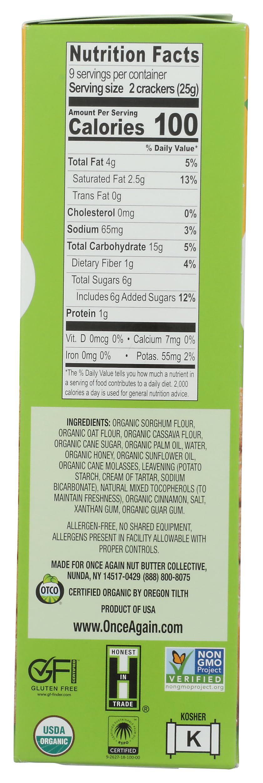 ONCE AGAIN Organic Honey Graham Crackers 7.93 OZ