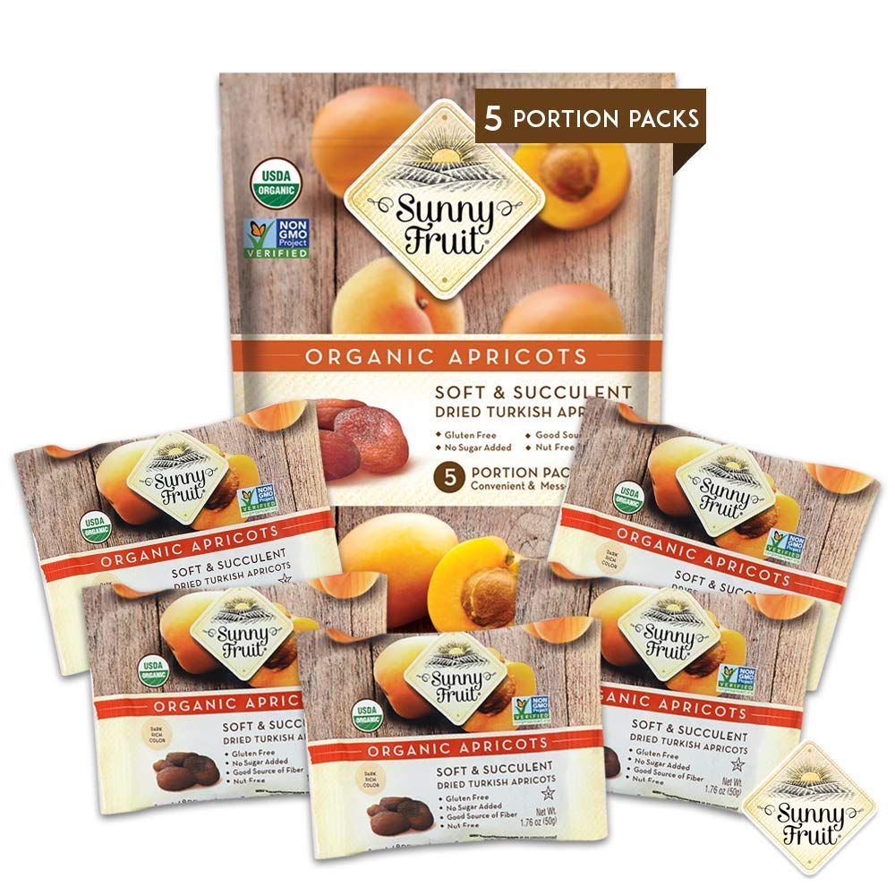 ORGANIC Turkish Dried Apricots Sunny Fruit 5 Portion Packs per 2 Bags