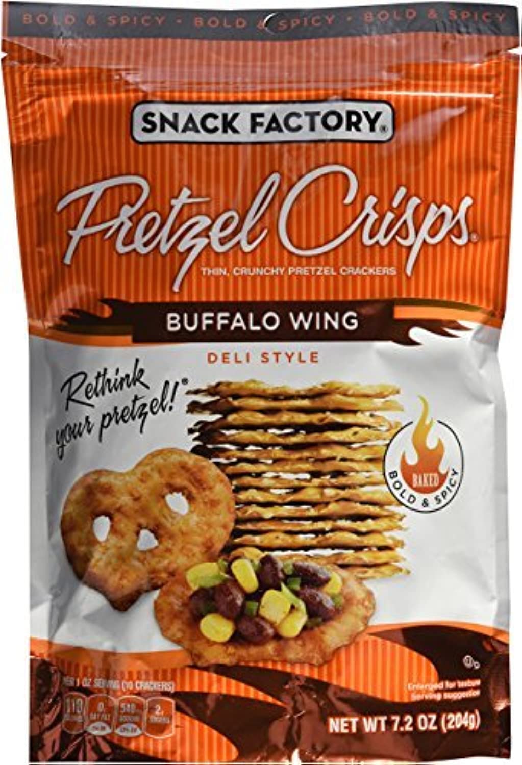 Snack Factory Pretzel Crisps Buffalo Wing, 7.2 oz (Pack of 4) Snack Factory