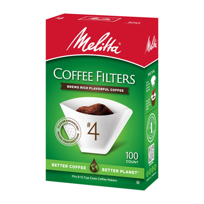 Melitta 4 Cone Melitta #4 Cone Coffee Filters White 600 Total 100 Count