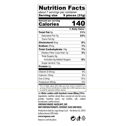 Gastone Lago Party Wafers Cookies Hazelnut Each Italian Crispy Wafer 7.5 oz
