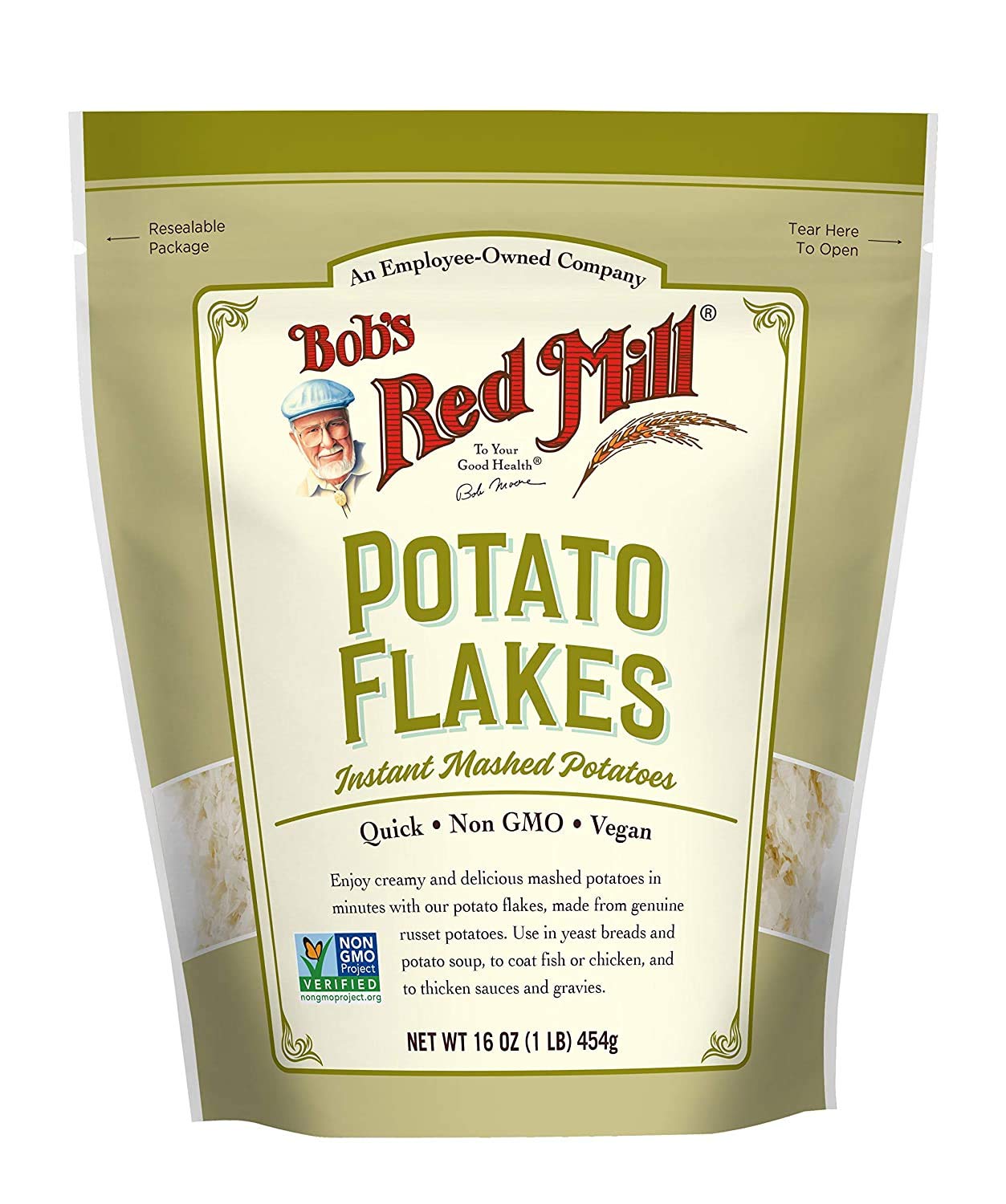Bob's Red Mill Instant Mashed Potatoes Creamy Potato Flakes 16 Ounce (Pack of 2)