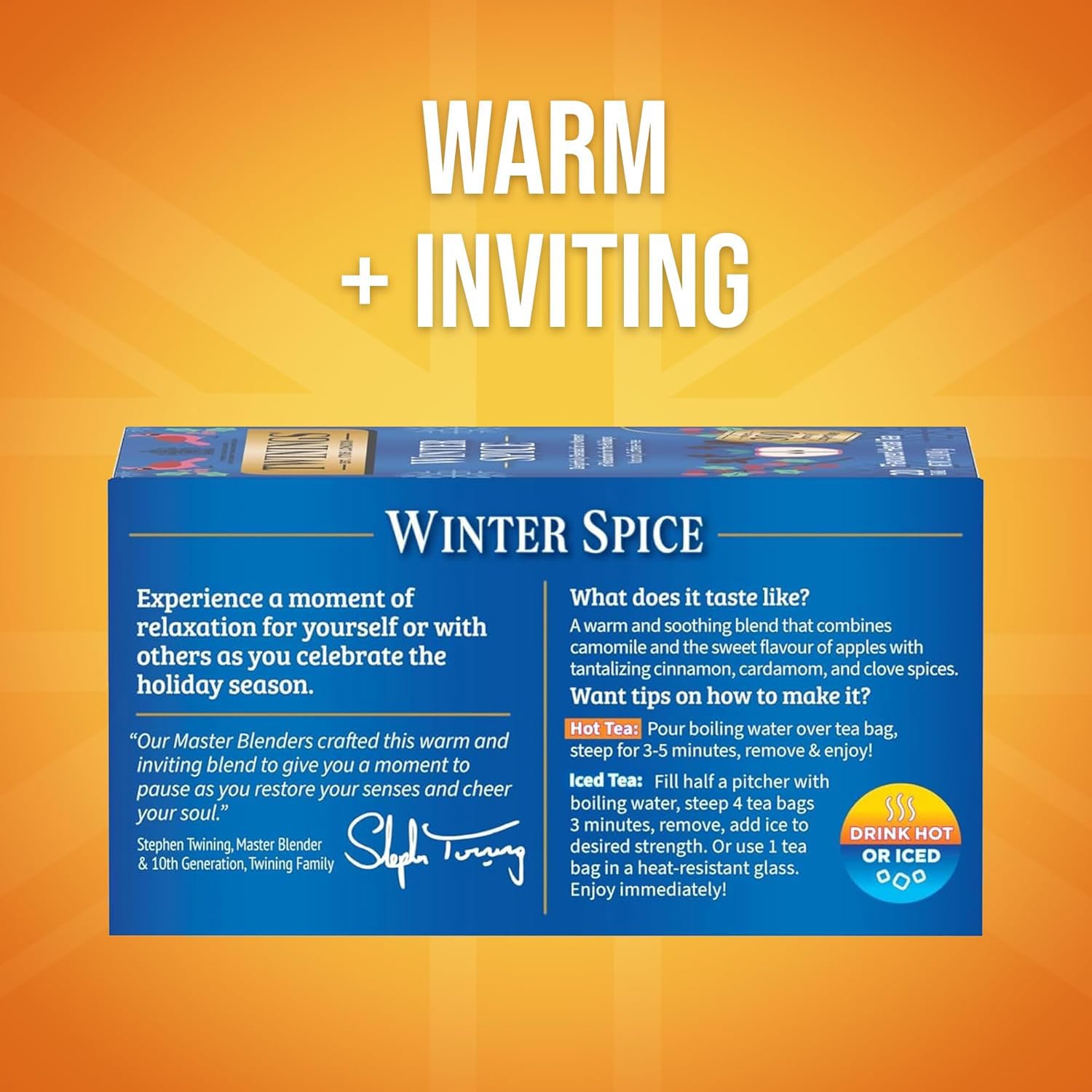 Twinings Cinnamon Apple Winter Spice Herbal Tea Camomile with Apple Cinnamon 20 Count