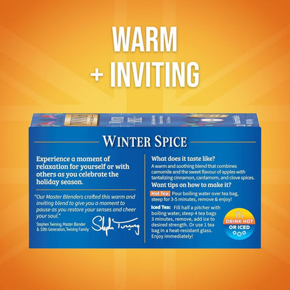 Twinings Cinnamon Apple Winter Spice Herbal Tea Camomile with Apple Cinnamon 20 Count