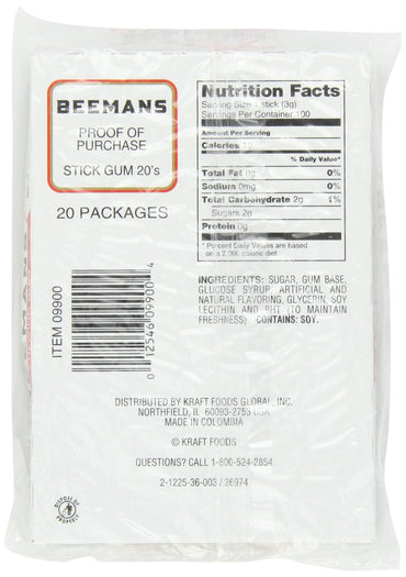 Beemans Chewing Gum 5 Piece 20 Count