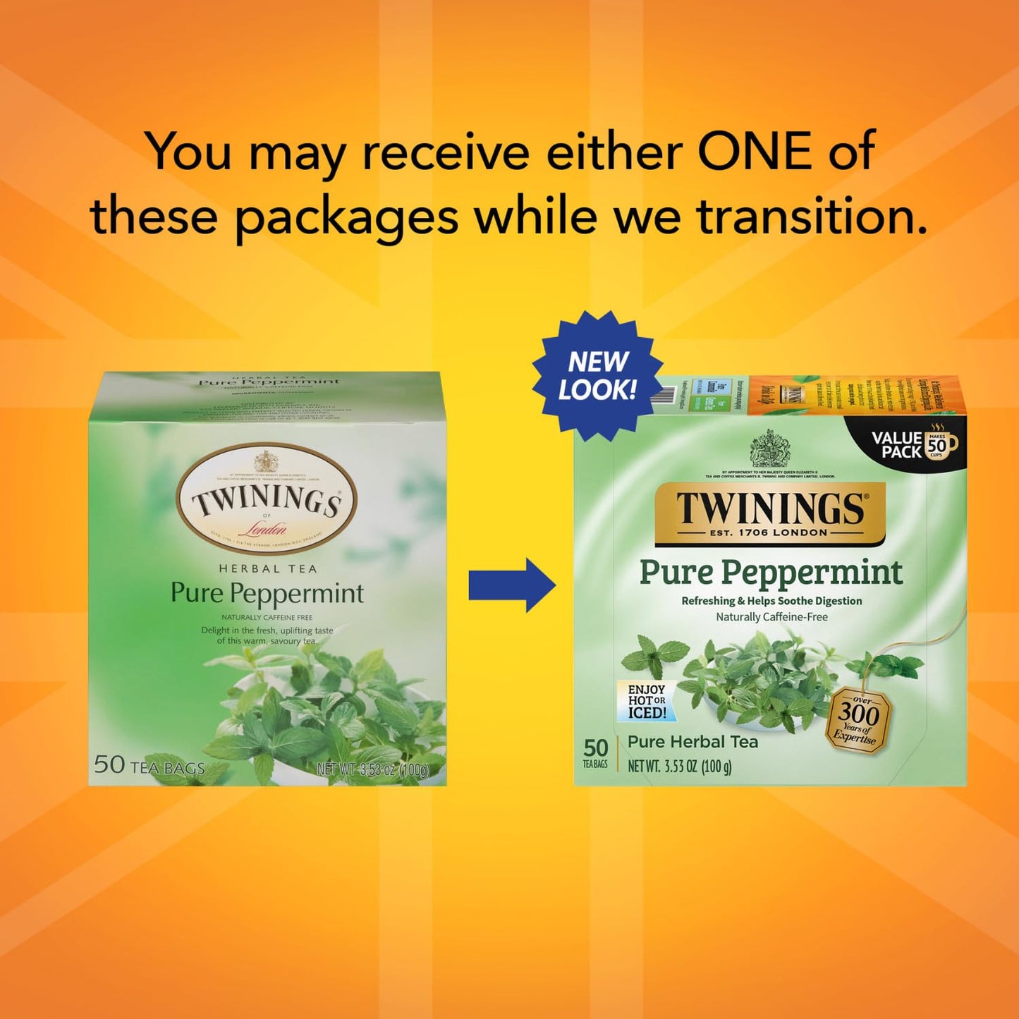 Twinings Mint Peppermint Pure Peppermint Tea Naturally Caffeine Free Refreshing Mint 50 Count