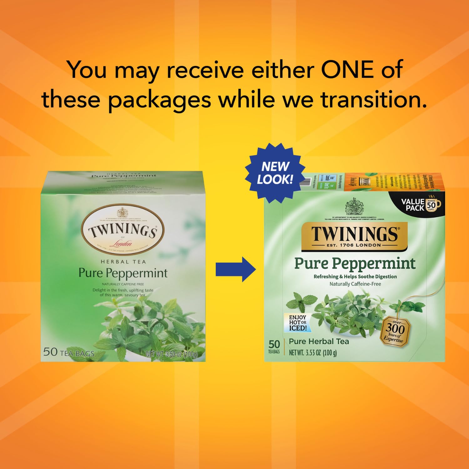Twinings Mint Peppermint Pure Peppermint Tea Naturally Caffeine Free Refreshing Mint 50 Count