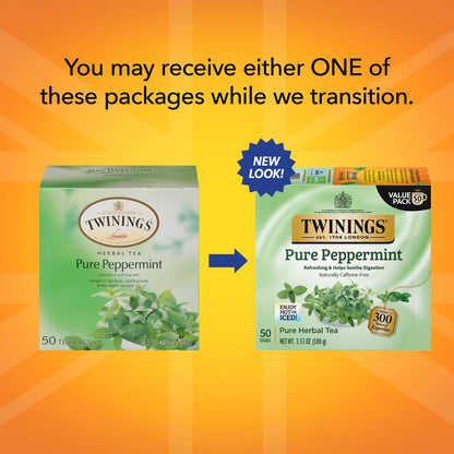 Twinings Mint Peppermint Pure Peppermint Tea Naturally Caffeine Free Refreshing Mint 50 Count