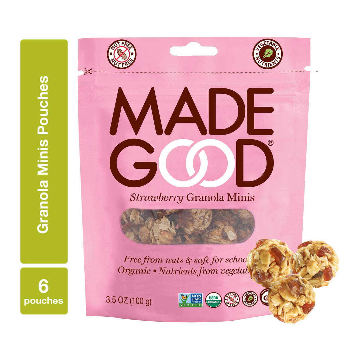 MadeGood Strawberry Granola Minis, 6 Pouches, 3.5 oz Each MadeGood
