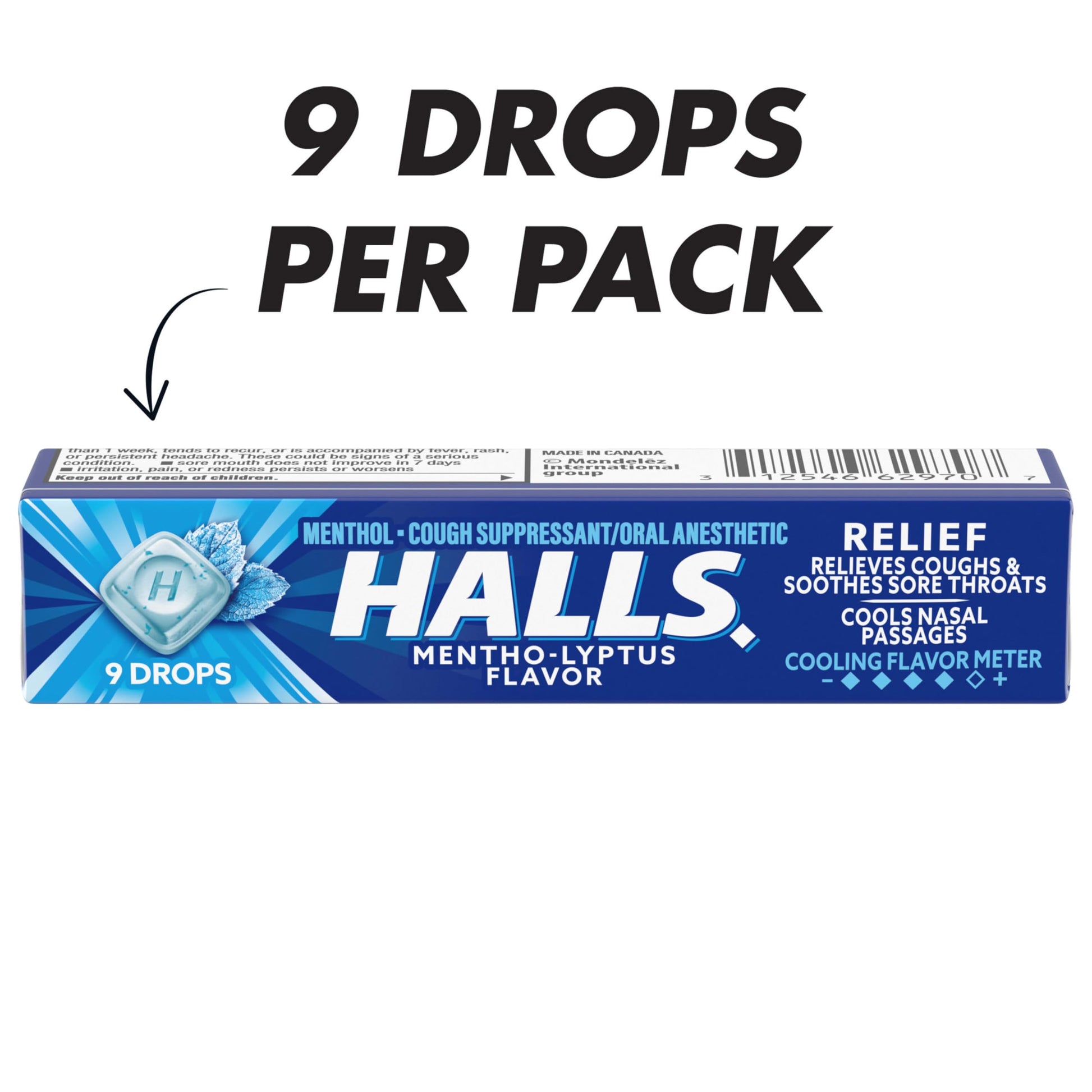 HALLS Cough and Throat Relief Mentho-Lyptus Cough Drops, 9 Sticks (Pack of 20)