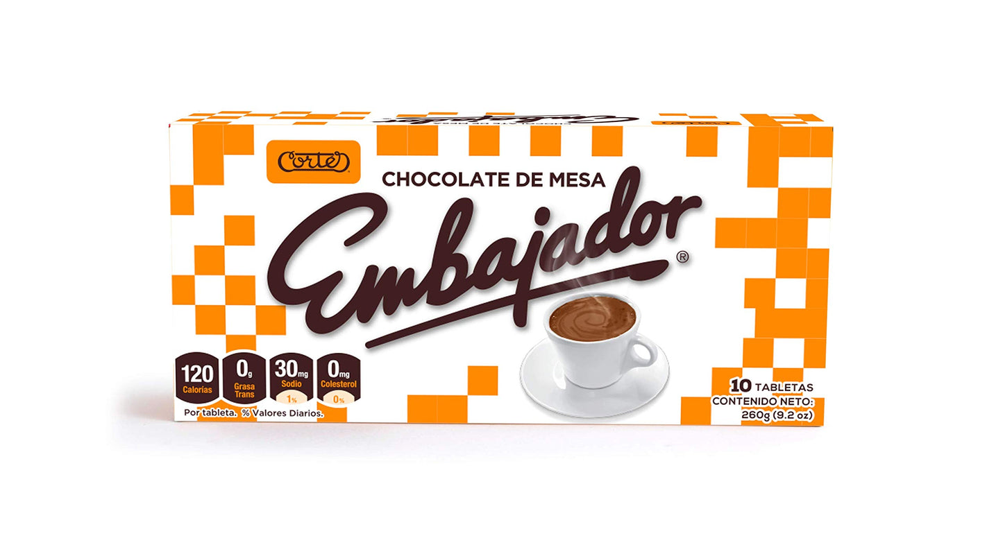 Embajador Chocolate de Mesa Sweet Baking Chocolate Dominican Republic 10 tabs 9.2 oz