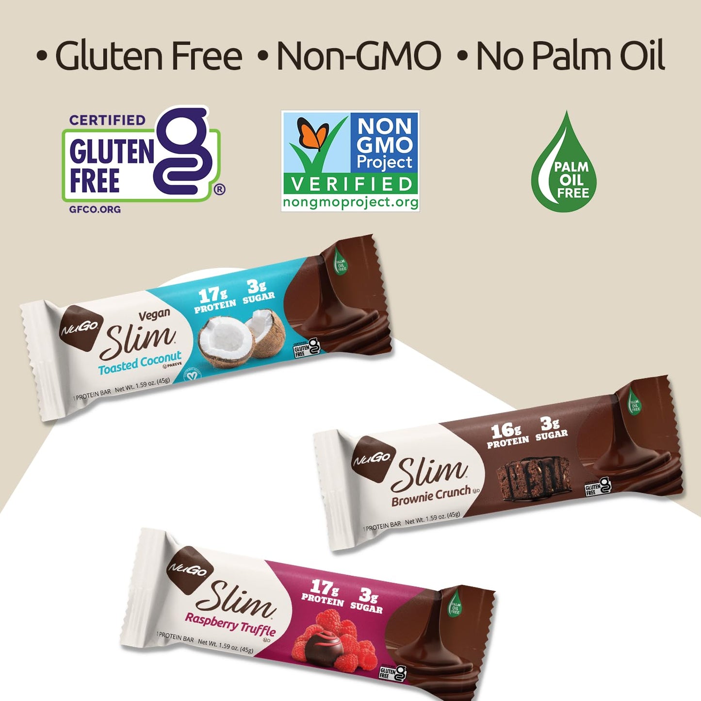 NuGo Slim Dark Chocolate Raspberry Truffle Protein Bar Keto Friendly Gluten Free 17g Protein 2g Sugar 7g Fiber 12 Count