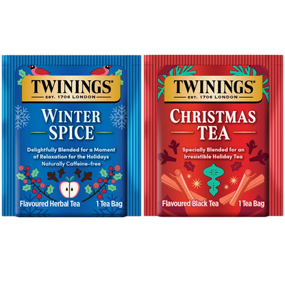 Twinings Holiday Sweet & Spicy Tea Variety (Pack of 2) Christmas Tea Caffeinated and Winter Spice Herbal Caffeine-Free 20 Tea Bags Each