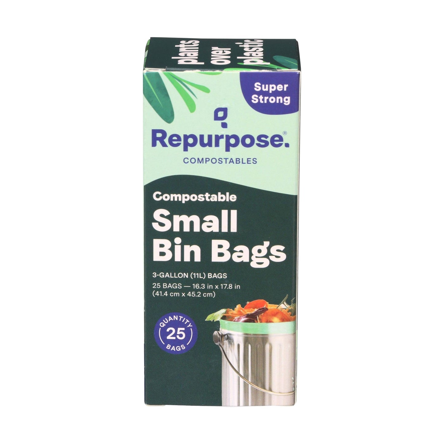 Repurpose Compostables Repurpose 3 Gallon, 11 Liter Super Strong, Small Compostable Trash Bags, Biodegradable Products Institute (BPI) Certified, 25 Count