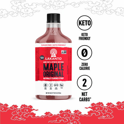Lakanto Sugar Free Maple Syrup Monk Fruit Sweetener Keto Vegan 1g Net Carbs 13 fl oz (Pack of 2)