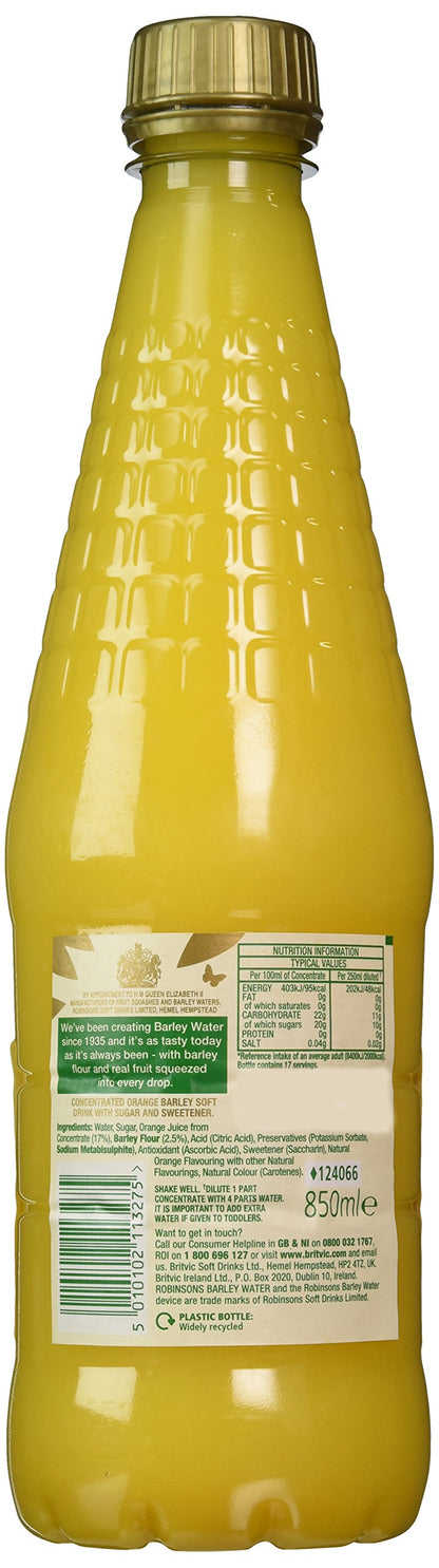 Robinsons Orange Barley Water 850ml (28.7 fl oz) (Pack of 2)