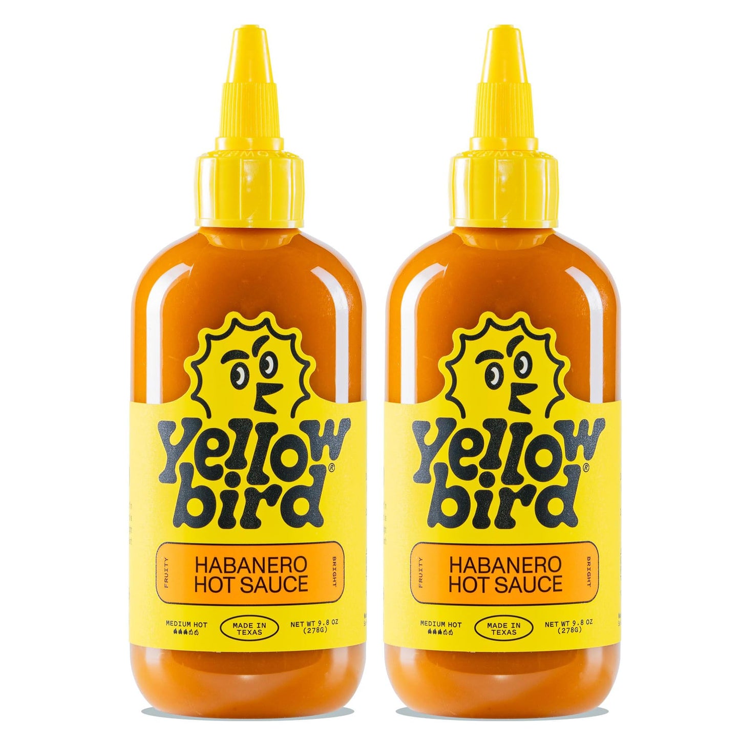 Yellowbird® Classic Habanero Hot Sauce 9.8 oz Medium Hot 2 Bottles Made in Texas