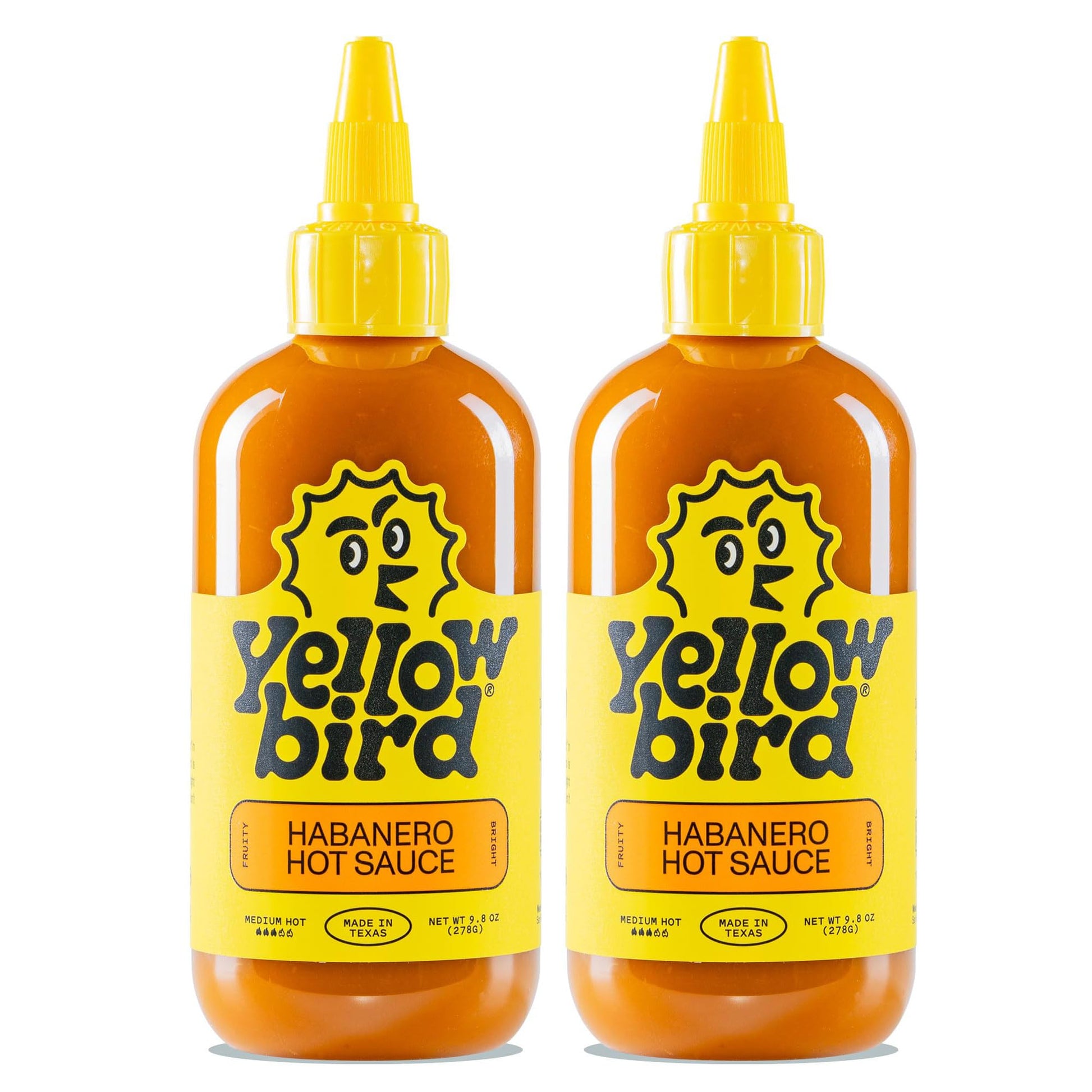 Yellowbird® Classic Habanero Hot Sauce 9.8 oz Medium Hot 2 Bottles Made in Texas
