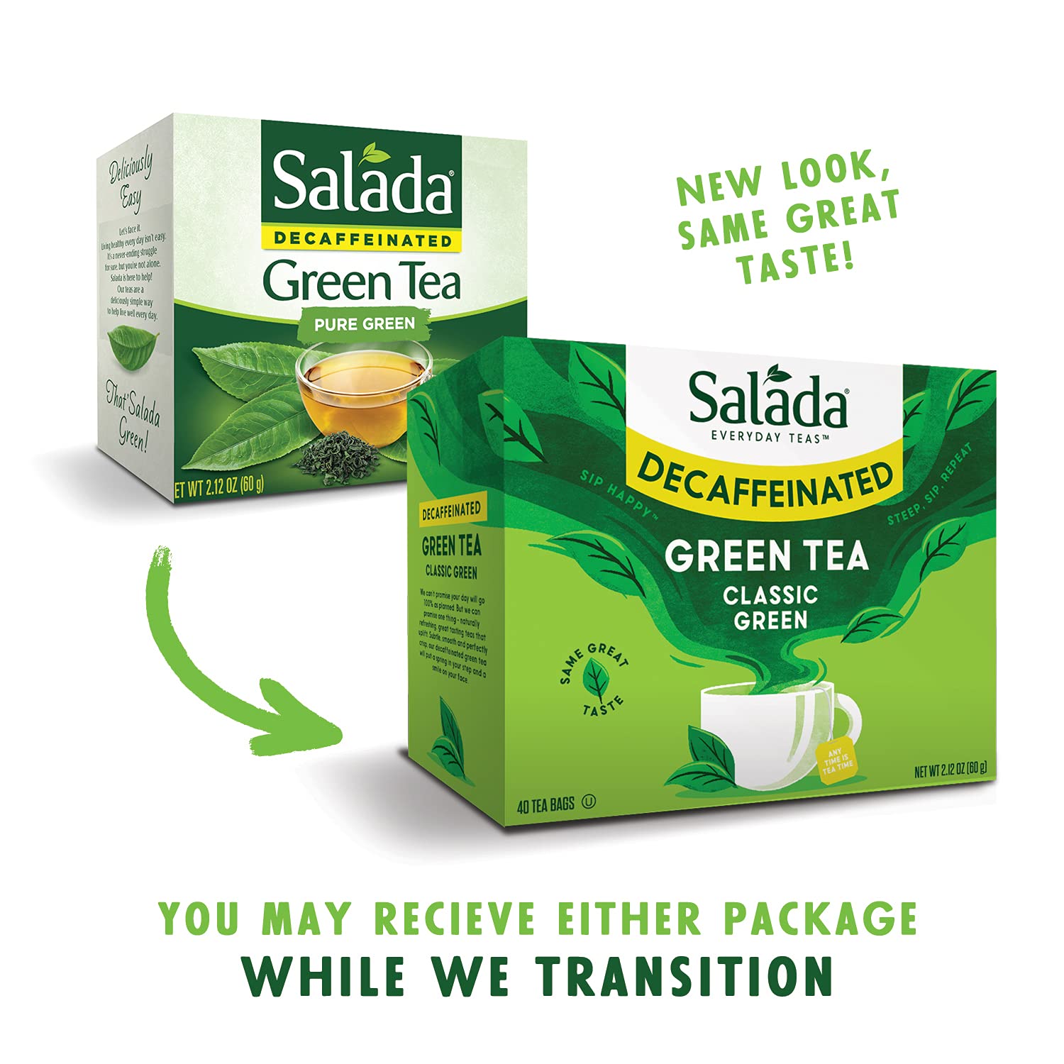 Salada Green Hot Tea Decaffeinated with 40 Individually Wrapped Tea Bags