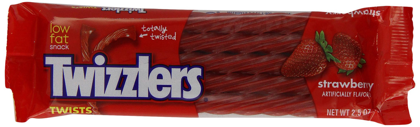 TWIZZLERS Twists, Strawberry Flavored Licorice Candy, Halloween Candy, 2.5 Ounce Packet (Pack of 36) 