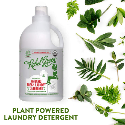 Rebel Green Laundry Detergent Organic Sulfate Free Hypoallergenic Unscented 64 Load